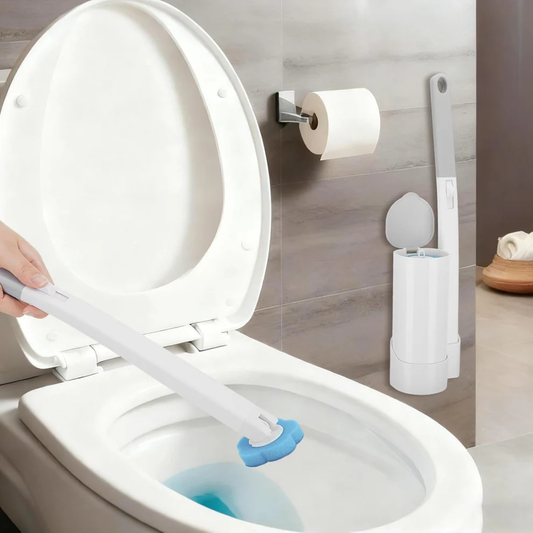 Disposable Toilet Brush Set with Replacement Heads — Hygienic No-Touch Bathroom Cleaner