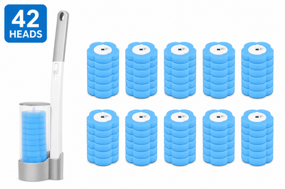 Disposable Toilet Brush Set with Replacement Heads — Hygienic No-Touch Bathroom Cleaner