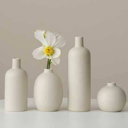 Decorative Ceramic Vase Set – 4-Piece Modern Boho Design for Living Room, Mantel & Entryway