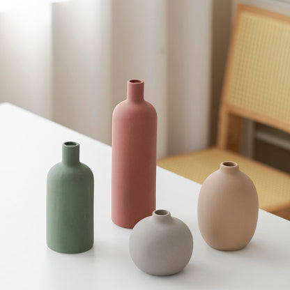 Decorative Ceramic Vase Set – 4-Piece Modern Boho Design for Living Room, Mantel & Entryway