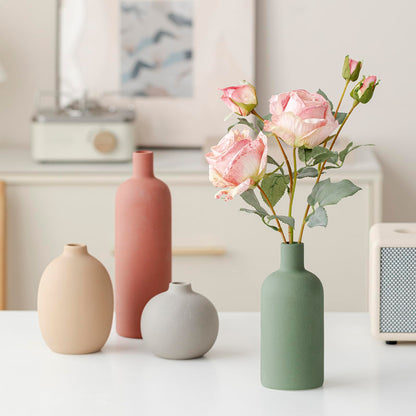 Decorative Ceramic Vase Set – 4-Piece Modern Boho Design for Living Room, Mantel & Entryway