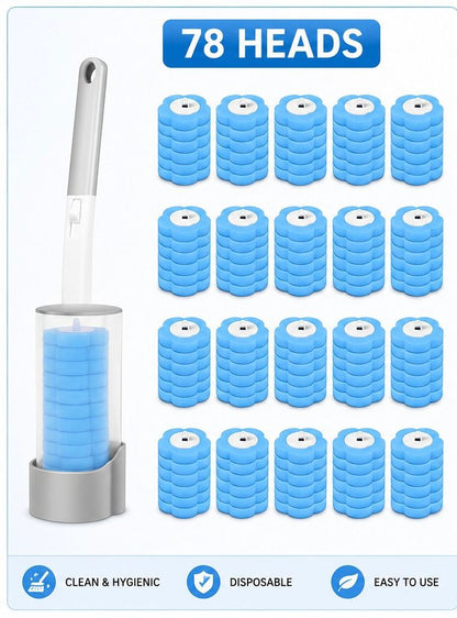 Disposable Toilet Brush Set with Replacement Heads — Hygienic No-Touch Bathroom Cleaner