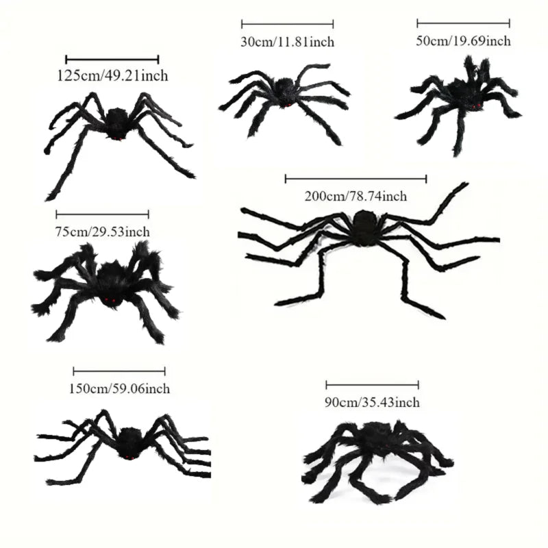 Giant Outdoor Halloween Plush Spider Decoration (30cm–200cm)