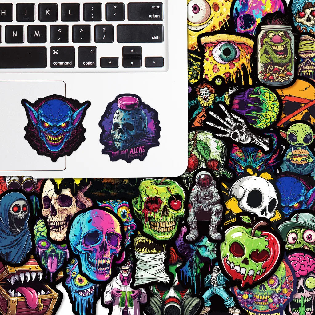 50-Piece Colorful Skull & Ghost Graffiti Stickers Pack