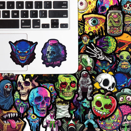 50-Piece Colorful Skull & Ghost Graffiti Stickers Pack