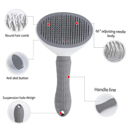 Self-Cleaning Pet Slicker Brush & Shedding Tool