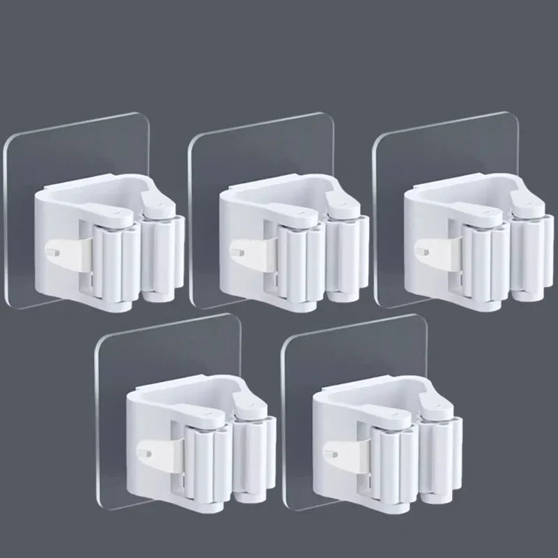 Self-Adhesive Wall-Mounted Mop & Broom Holder