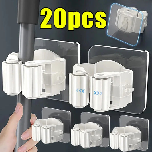 Self-Adhesive Wall-Mounted Mop & Broom Holder