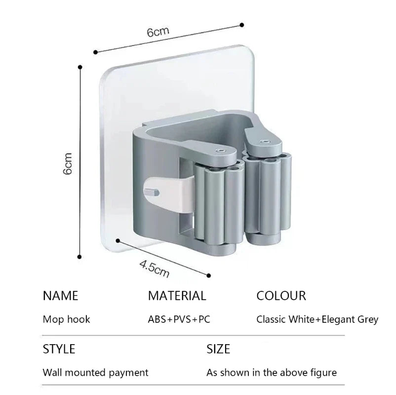 Self-Adhesive Wall-Mounted Mop & Broom Holder