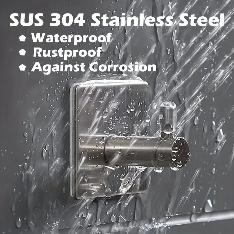 4-Piece Heavy-Duty Stainless Steel Adhesive Wall Hooks