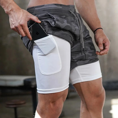 Apex 2-in-1 Camo Performance Running Shorts