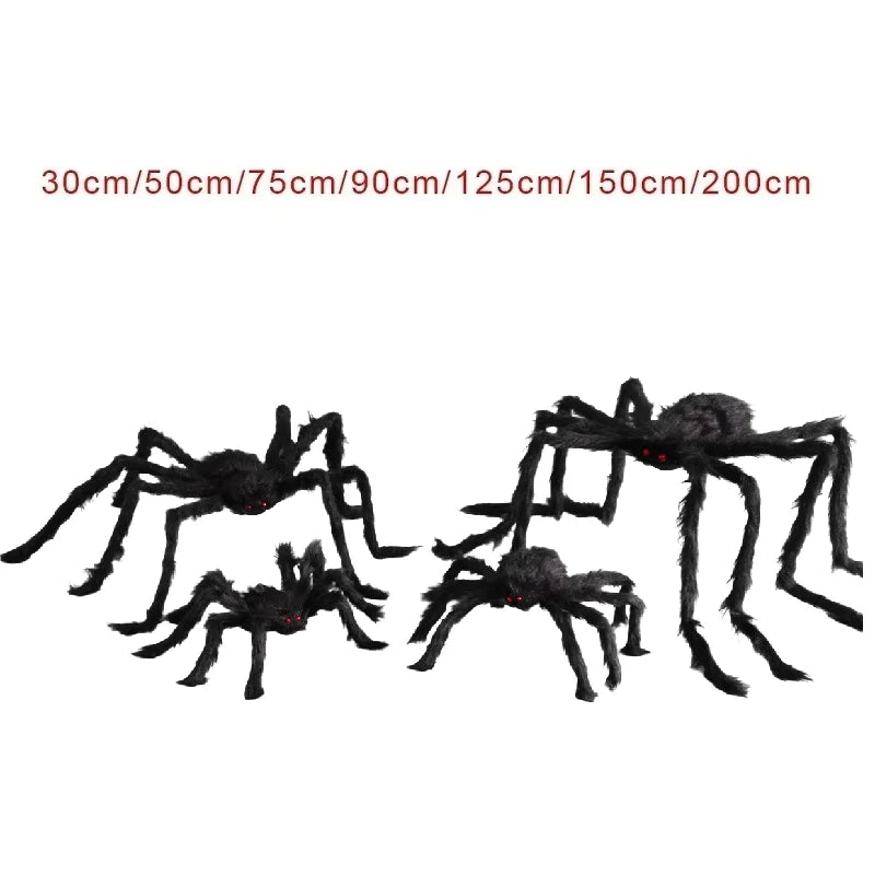 Giant Outdoor Halloween Plush Spider Decoration (30cm–200cm)