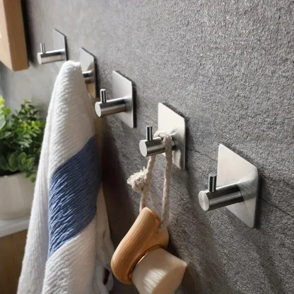 4-Piece Heavy-Duty Stainless Steel Adhesive Wall Hooks