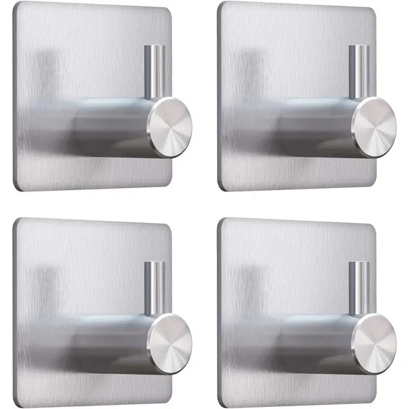 4-Piece Heavy-Duty Stainless Steel Adhesive Wall Hooks