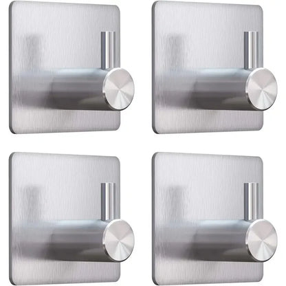 4-Piece Heavy-Duty Stainless Steel Adhesive Wall Hooks