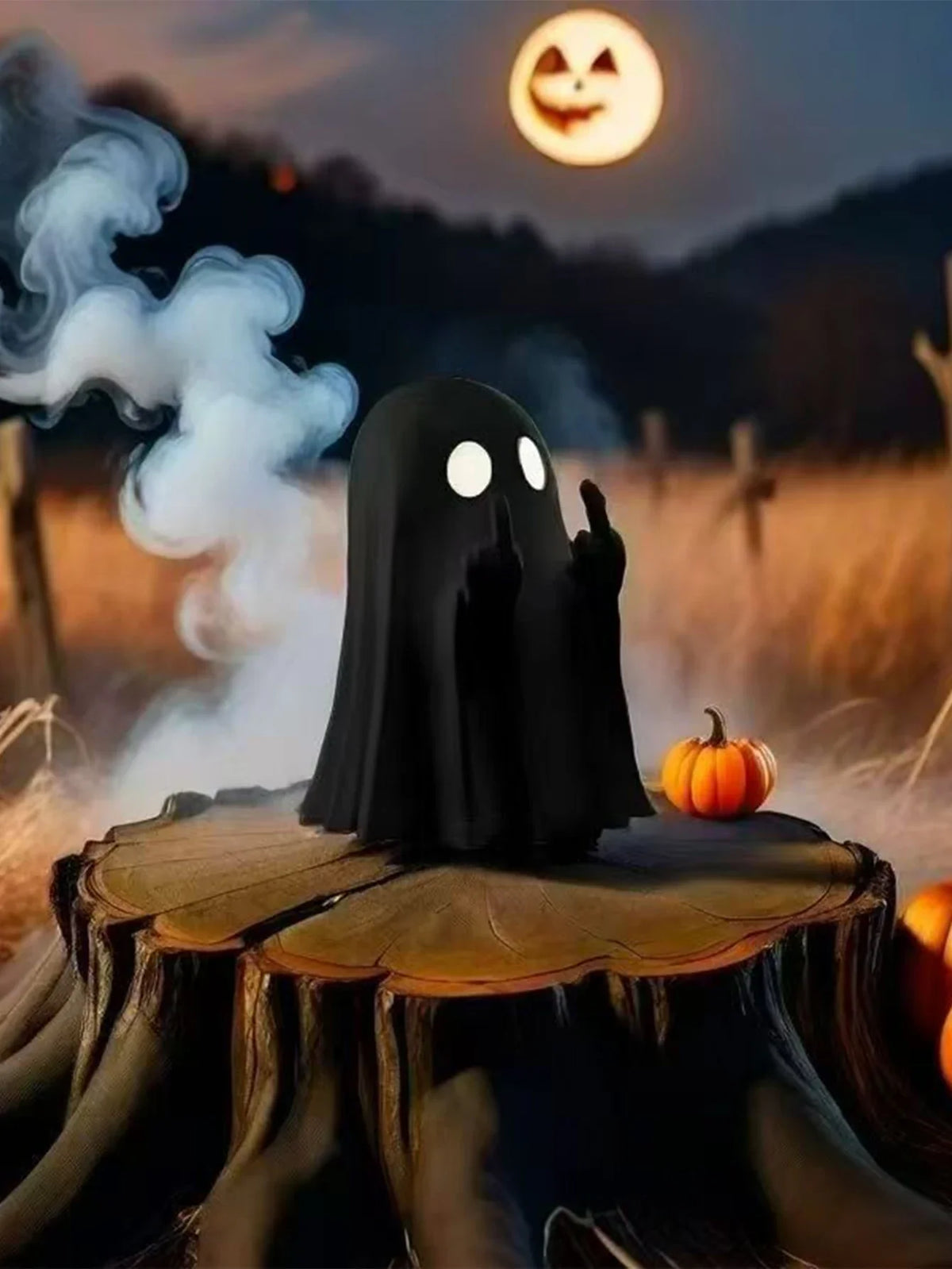 Funny Middle Finger Ghost Statue (7.5cm)