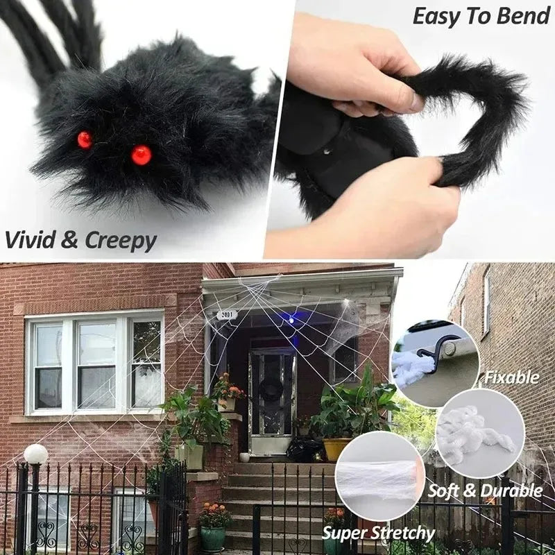 Giant Outdoor Halloween Plush Spider Decoration (30cm–200cm)