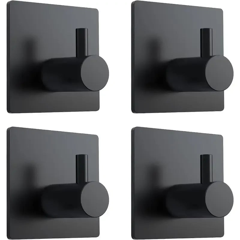 4-Piece Heavy-Duty Stainless Steel Adhesive Wall Hooks