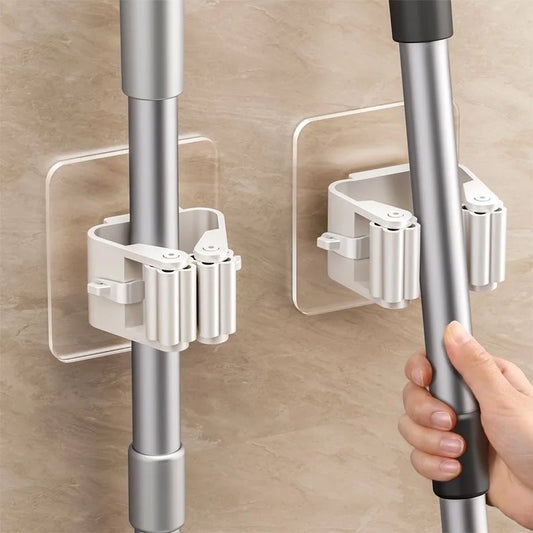 Self-Adhesive Wall-Mounted Mop & Broom Holder