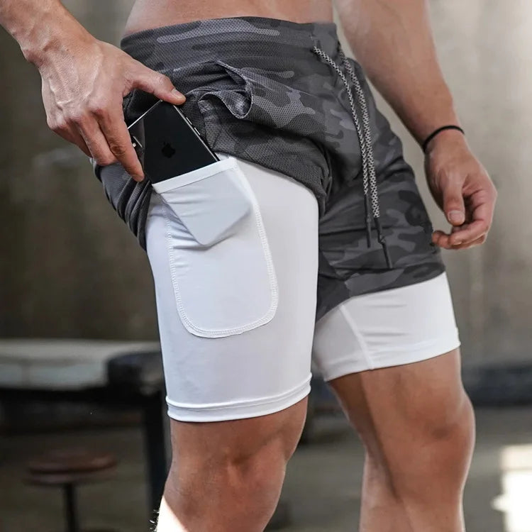 Apex 2-in-1 Camo Performance Running Shorts