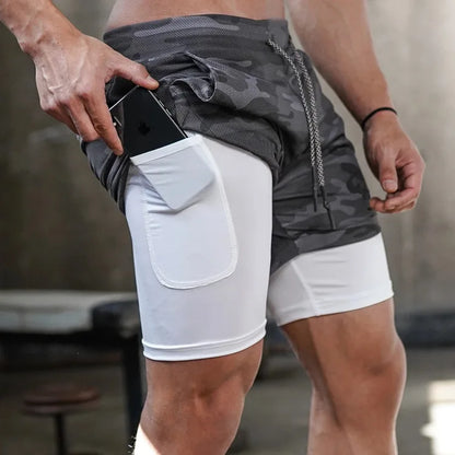Apex 2-in-1 Camo Performance Running Shorts