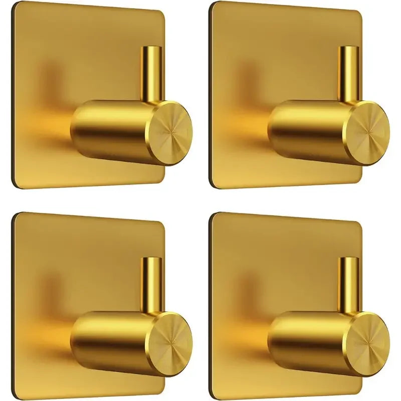 4-Piece Heavy-Duty Stainless Steel Adhesive Wall Hooks