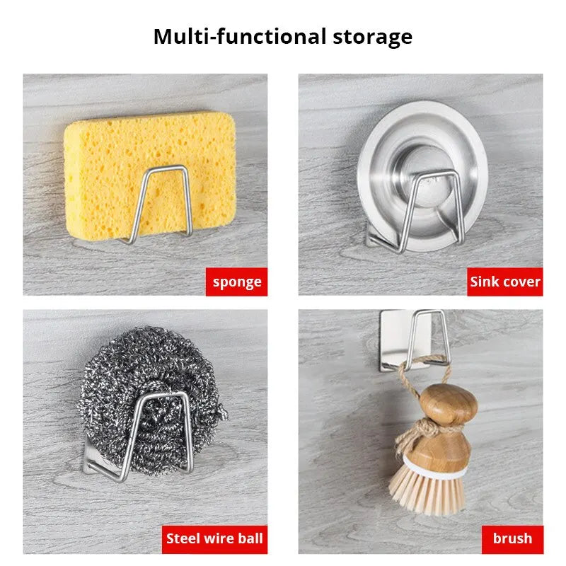 Self-Adhesive Stainless Steel Kitchen Sink Sponge Holder