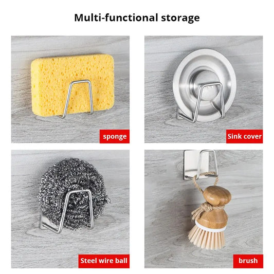 Self-Adhesive Stainless Steel Kitchen Sink Sponge Holder
