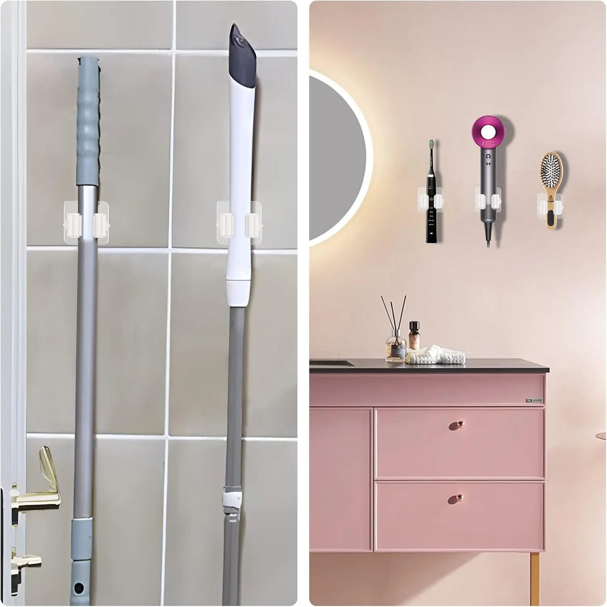 Self-Adhesive Wall-Mounted Mop & Broom Holder