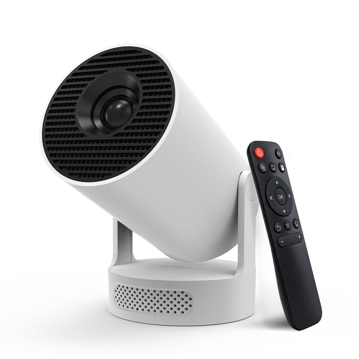 HY300 Pro portable smart projector projecting a film onto a living room wall