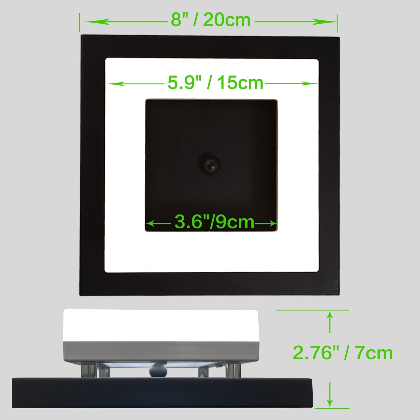 Modern LED Ceiling Light 8W Square – Adjustable Colour Temperature for Bathroom, Hallway & Closet (Black)