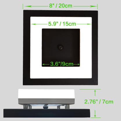 Modern LED Ceiling Light 8W Square – Adjustable Colour Temperature for Bathroom, Hallway & Closet (Black)