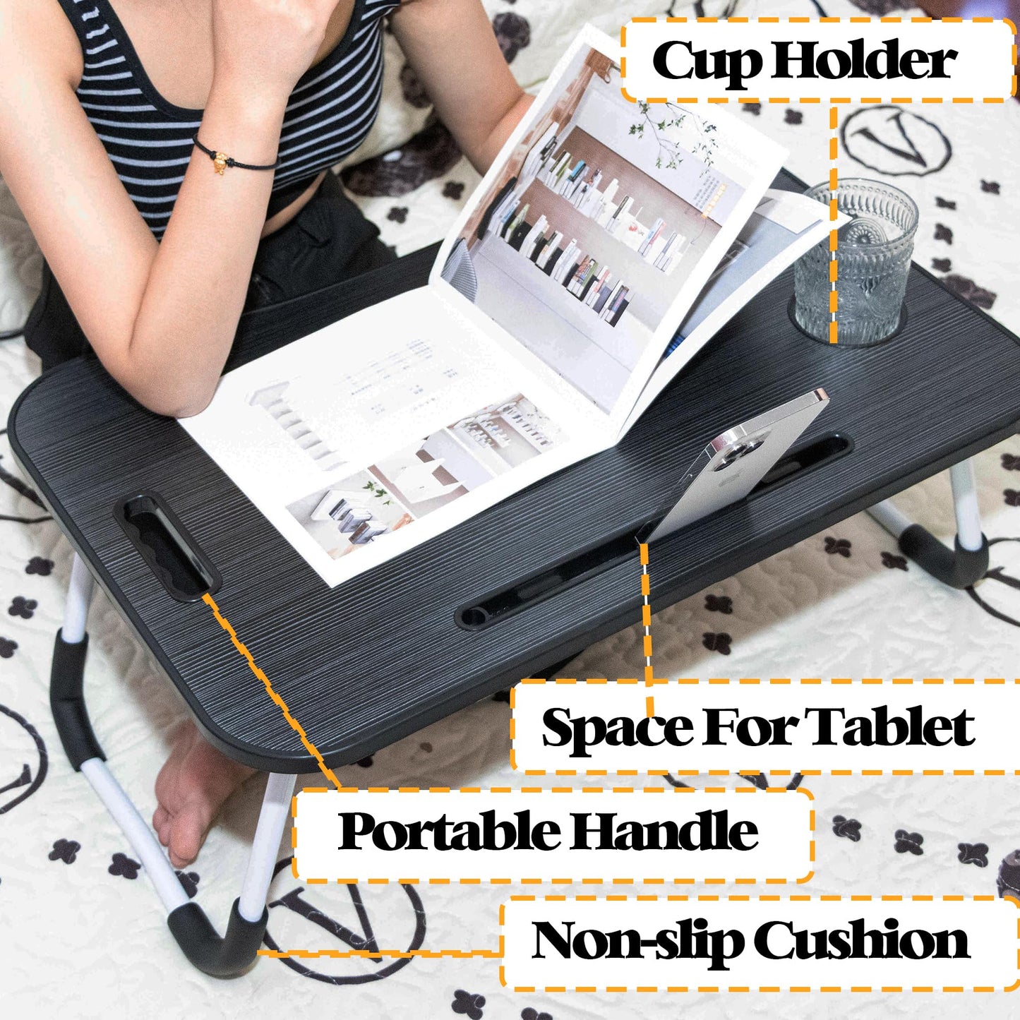 Foldable Laptop Bed Desk with Anti Slip Legs – Portable Table for Bed and Sofa